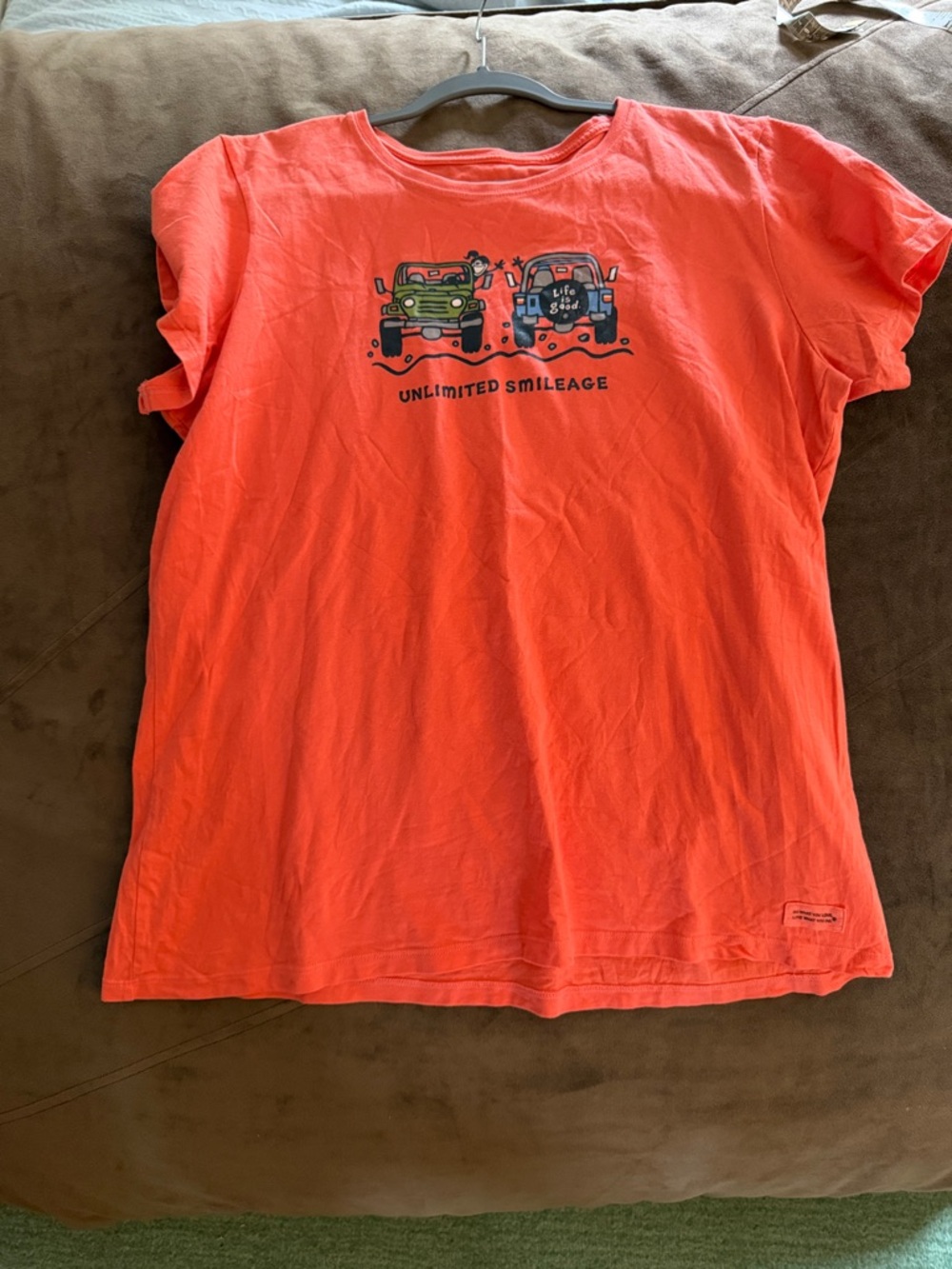 Life Is Good Orange Short-Sleeve Tee with Jeep Graphic
